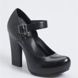 Kork Ease Priscilla Black Leather Pump Heel Size 7